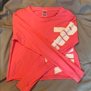 Pink long sleeve crop top